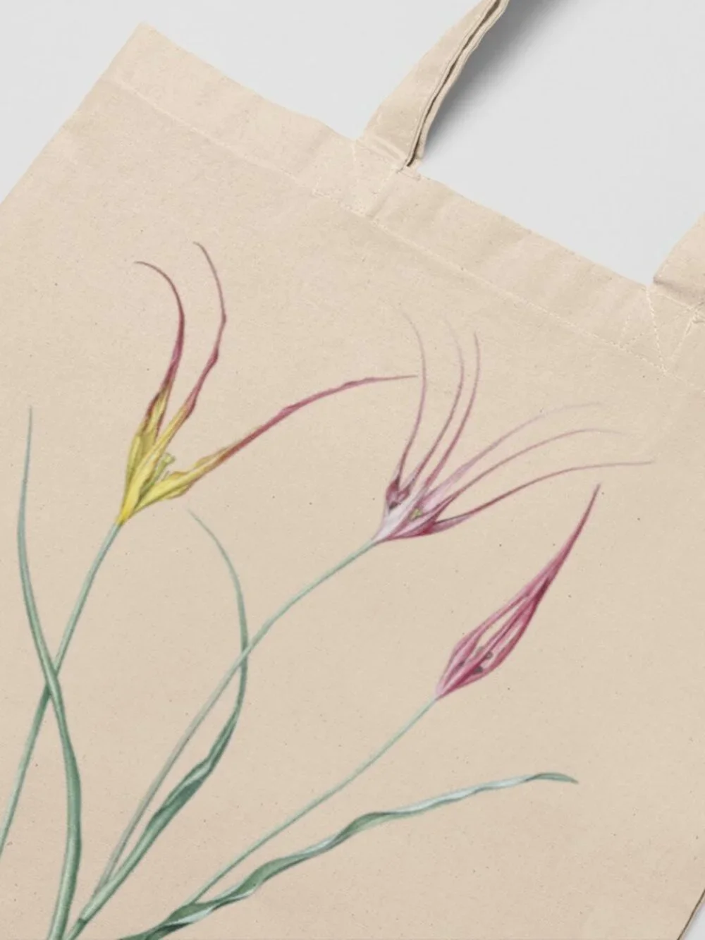 Horned Tulip Vintage Floral Print Graphic Canvas Tote Bag